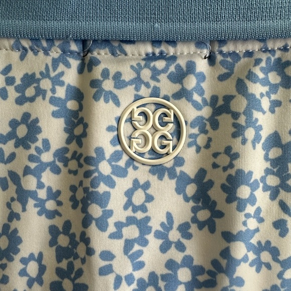 G/Fore Men Polo Shirt XXL Blue White Floral Print Short Sleeve Golf Performance - Picture 4 of 5